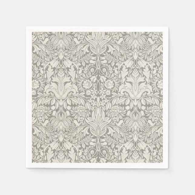 Traditioneller, dunkler weißer Damast Serviette (Vorderseite)