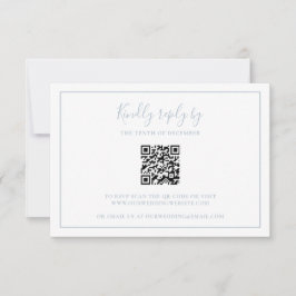 Traditioneller Dusty Blue QR Code Elegante Hochzei RSVP Karte