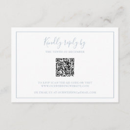 Traditioneller Dusty Blue QR Code Elegante Hochzei RSVP Karte