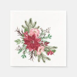 Traditioneller eleganter Poinsettia Cocktail Serviette