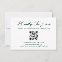 Traditioneller Forest Green Formal QR Code Hochzei RSVP Karte