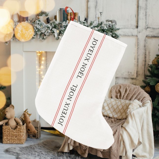 Traditioneller französischer Joyeux Noël Red Strip Kleiner Weihnachtsstrumpf (Von Creator hochgeladen)