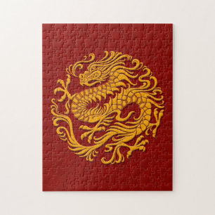 Traditioneller gelber und roter chinesischer puzzle