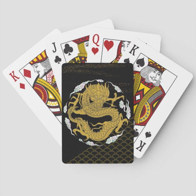 Traditioneller Golddrache Spielkarten (Rückseite)