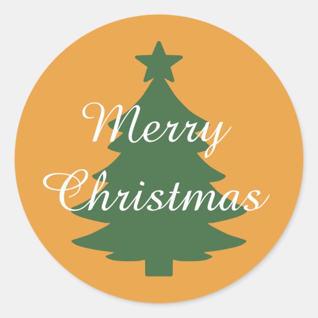 Traditioneller Golden Orange Merry Christmas Stick Runder Aufkleber (Vorderseite)