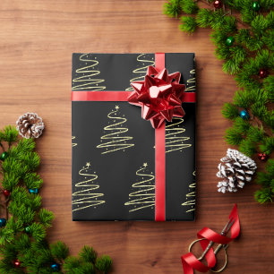 Traditioneller goldmetallischer Weihnachtsbaum sch Geschenkpapier