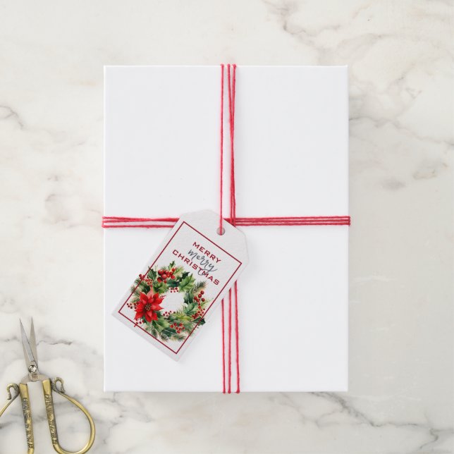 TRADITIONELLER GRÜNER KRIEG MIT ROTEN BOW-CHRISTMA GESCHENKANHÄNGER (Mit Garn)