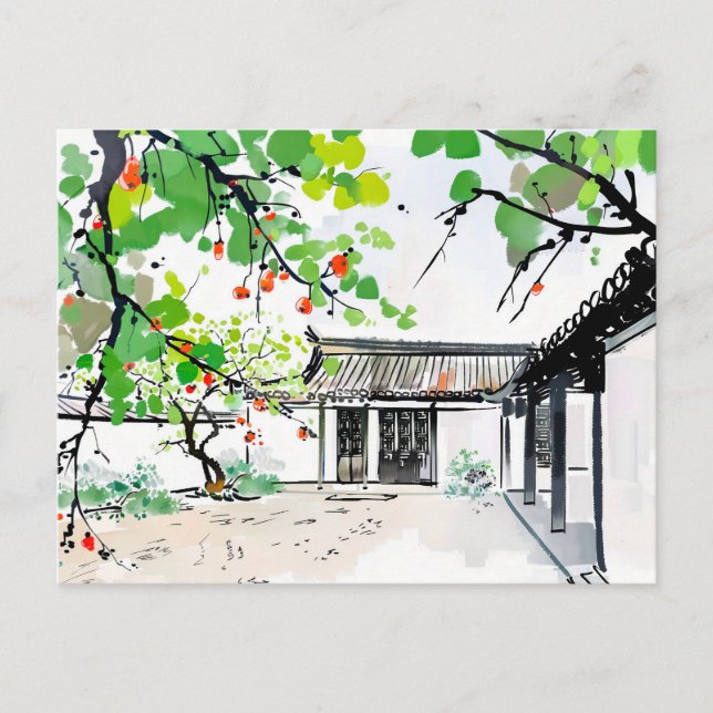 Traditioneller Hof eines chinesischen Hauses Postkarte (Vorderseite)