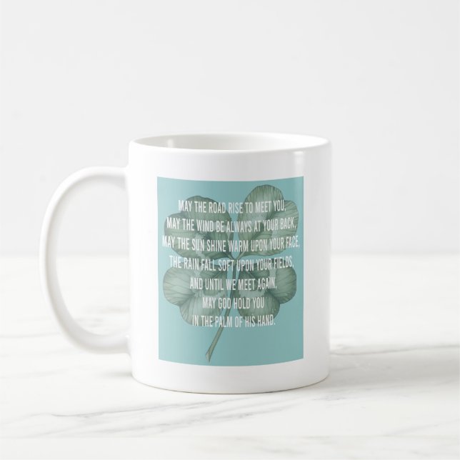 Traditioneller irischer Segen mit Vier-Blatt-Klee- Kaffeetasse (Links)