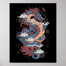 Traditioneller japanischer Drache Tattoo Art Pos Poster