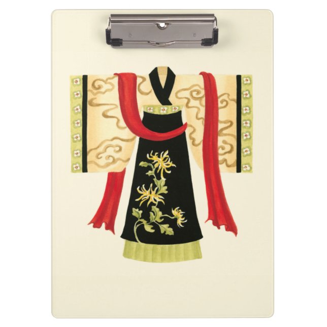 Traditioneller japanischer Kimono mit Blumendruck Klemmbrett (Vorderseite)