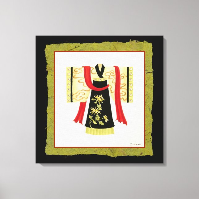 Traditioneller japanischer Kimono mit Blumendruck Leinwanddruck (Vorderseite)
