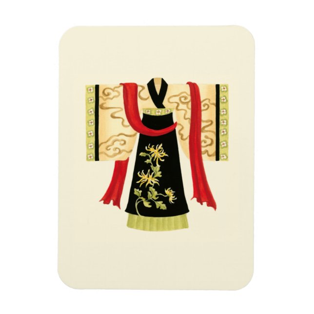 Traditioneller japanischer Kimono mit Blumendruck Magnet (Vertikal)