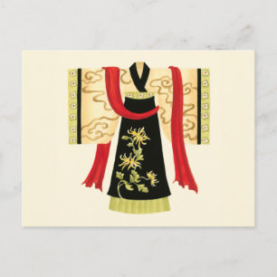 Traditioneller japanischer Kimono mit Blumendruck Postkarte