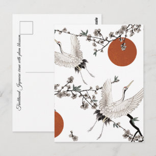 Traditioneller japanischer Kranich mit Pflaumenblü Postkarte