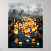 Traditioneller Japanischer Laternenfest-Kunstprint