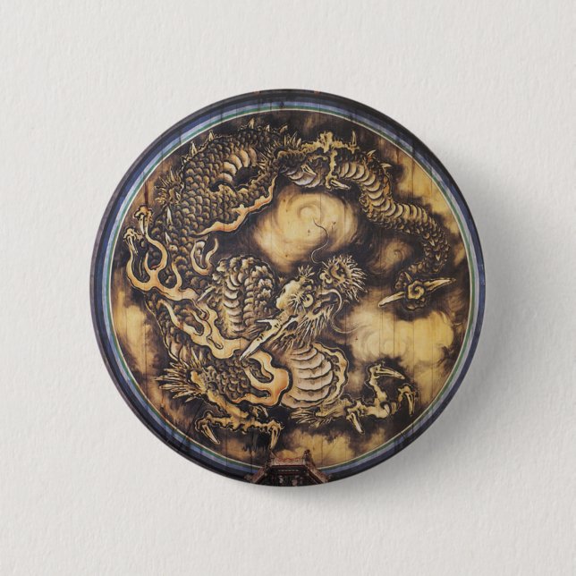 Traditioneller japanischer orientalischer Drache - Button (Vorderseite)