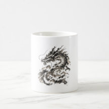 Traditioneller japanischer Sumi-e-Drache – Traditi