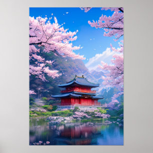 Traditioneller japanischer Tempel am Calmsee Poster