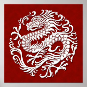 Traditioneller Kreis der chinesischen Drachen aus  Poster