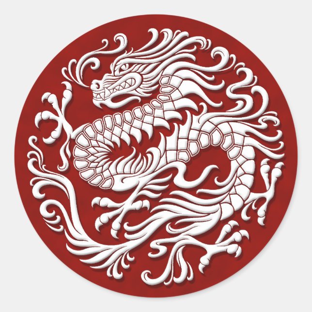 Traditioneller Kreis der chinesischen Drachen aus  Runder Aufkleber (Vorderseite)