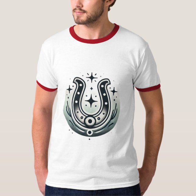 Traditioneller Lucky Horseshoe Tattoo-T - Shirt (Vorderseite)