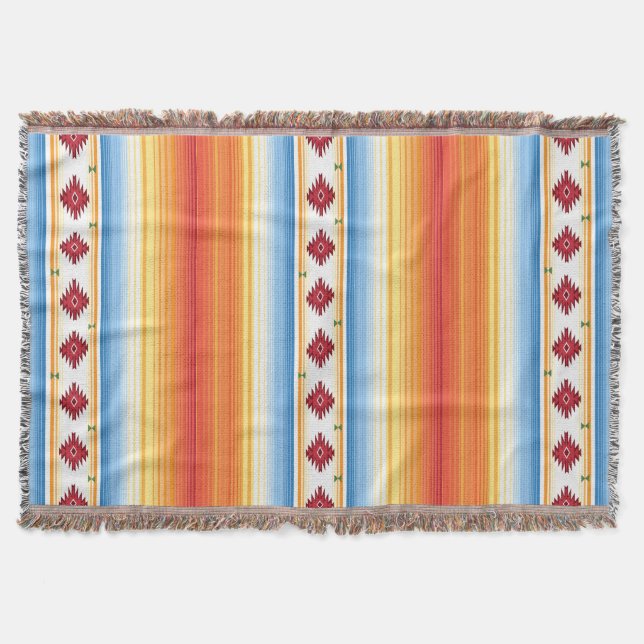Traditioneller Mexikaner Serape umfassendes Muster Decke (Vorderseite)