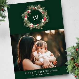 traditioneller Monogramm-Kranz ein Foto Weihnachte Feiertagskarte