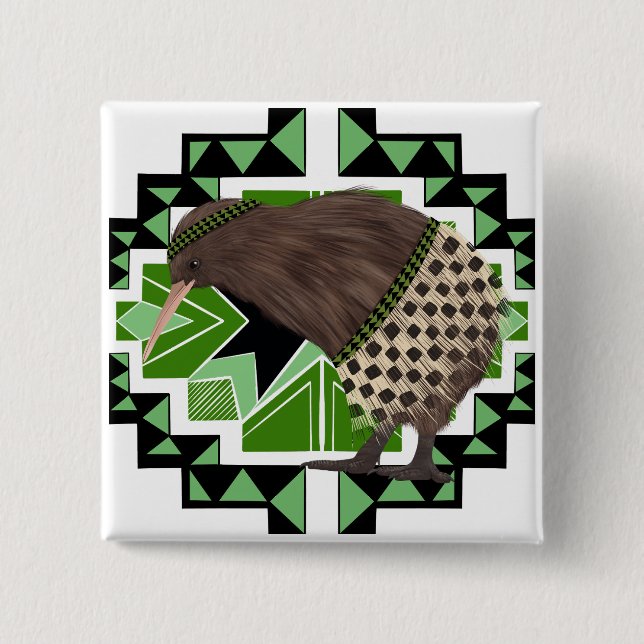 Traditioneller neuseeländischer Vogel- Kiwi Bird Button (Vorderseite)