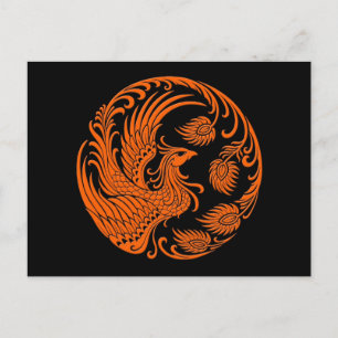 Traditioneller Orange Phoenix-Kreis Postkarte