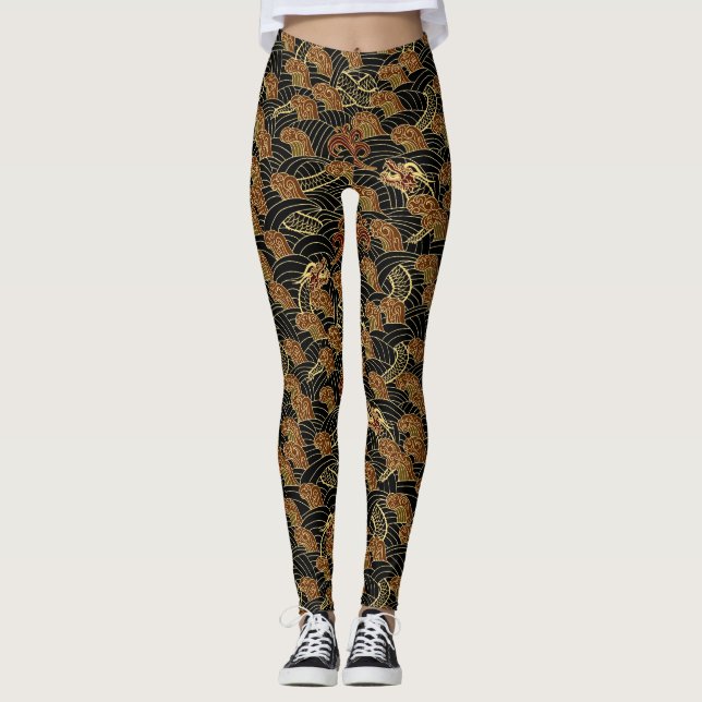 Traditioneller orientalischer Drache Leggings (Vorderseite)