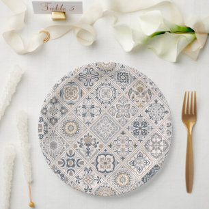 Traditioneller Ornament Portugiesisch und Spanisch Pappteller