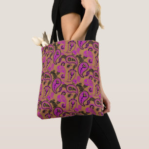 Traditioneller Paisley Linocut Vivid Pink Senf