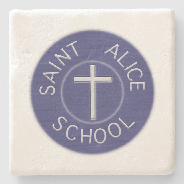 Traditioneller Patch der Saint Alice School Steinuntersetzer (Vorderseite)