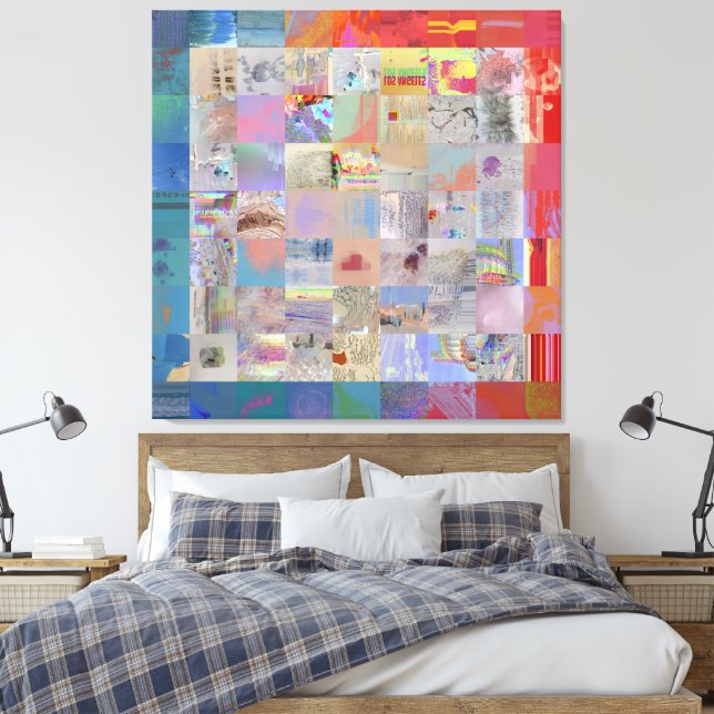 Traditioneller Patchwork Geometrischer Hausschmuck Leinwanddruck (Insitu (Schlafzimmer))