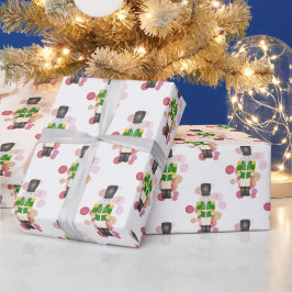 Traditioneller Red & Green Christmas Nutcracker Geschenkpapier