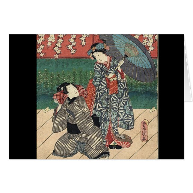 traditioneller Regenschirm Kimono japanese geisha (Vorderseite (Horizontal))
