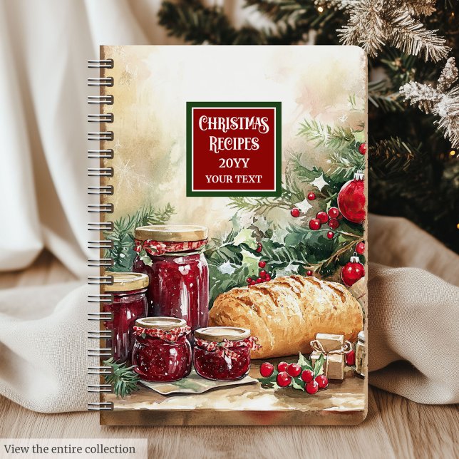 Traditioneller Rezeptplaner für Wasserfarben Notizbuch (Traditional Watercolor Holiday Recipe Planner)