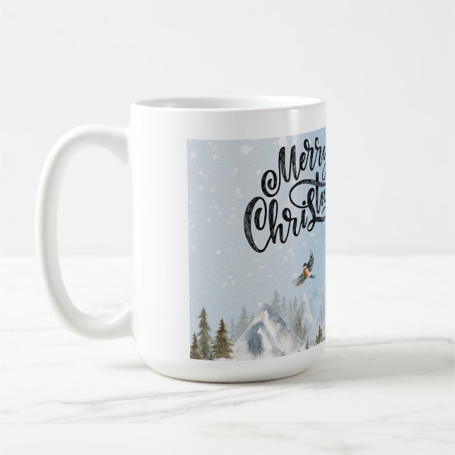 Traditioneller rustikaler Pinguin Winter Frohe Wei Kaffeetasse (Links)