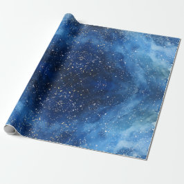 Traditioneller Rustikaler Winterwald Blaue Weihnac Geschenkpapier