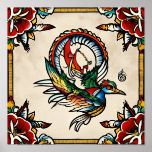 Traditioneller Sailor Jerry-Inspiriert Flash Tatto Poster
