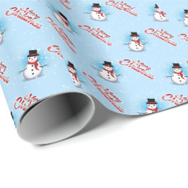 Traditioneller Schneemann Weihnachten auf LICHT BL Geschenkpapier