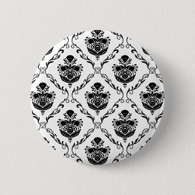 Traditioneller schwarzer Damast Button (Vorderseite)