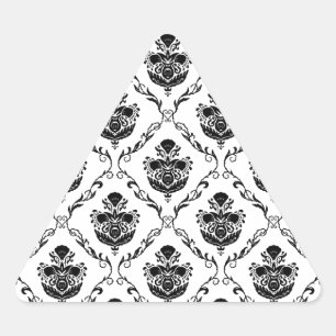 Traditioneller schwarzer Damast Dreieckiger Aufkleber