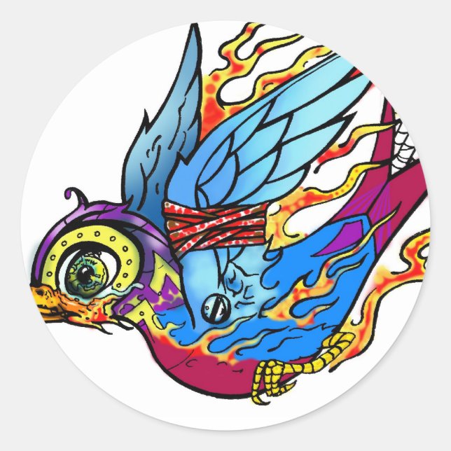 Traditioneller Sparrow-Aufkleber Runder Aufkleber (Vorderseite)