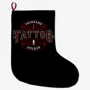 Traditioneller Stil ADD NAME Tattoo Studio Shop Großer Weihnachtsstrumpf