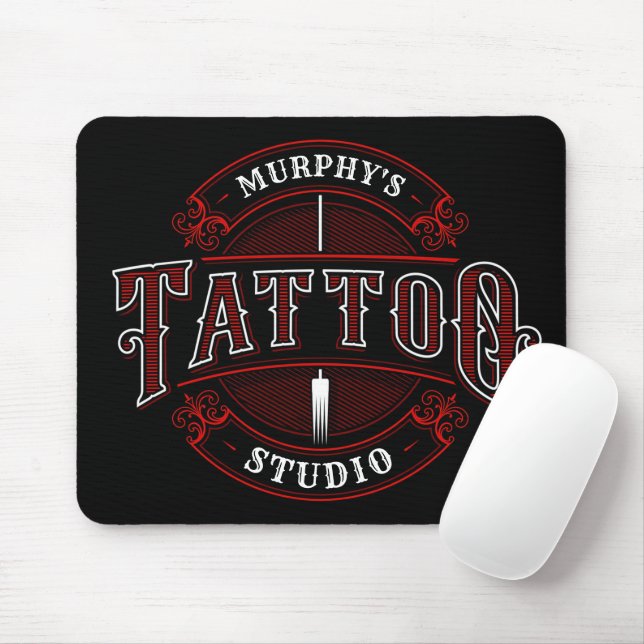 Traditioneller Stil ADD NAME Tattoo Studio Shop Mousepad (Mit Mouse)