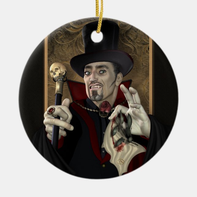 Traditioneller Vampire-personalisierte runde Keramikornament (Vorne)