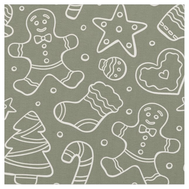 Traditioneller Vintage-Weihnachts-Gingerbread-Mann Stoff (Nahaufnahme)