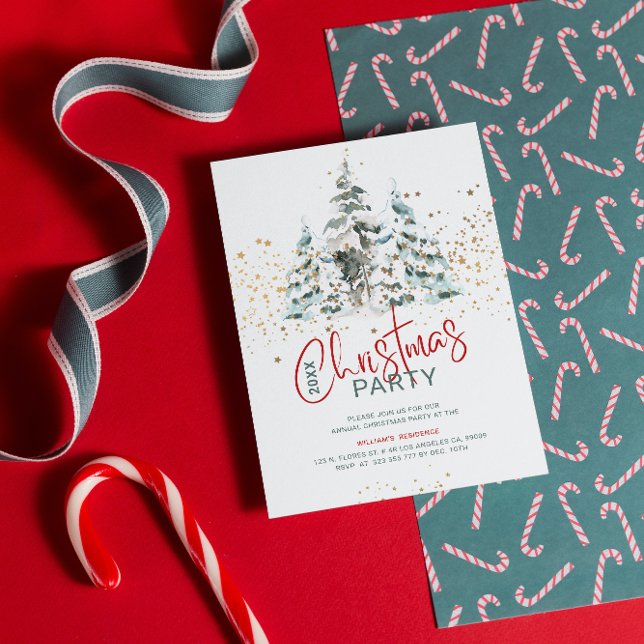 Traditioneller Wasserfarbenbaum in Blau und Rot Einladung (Von Creator hochgeladen)